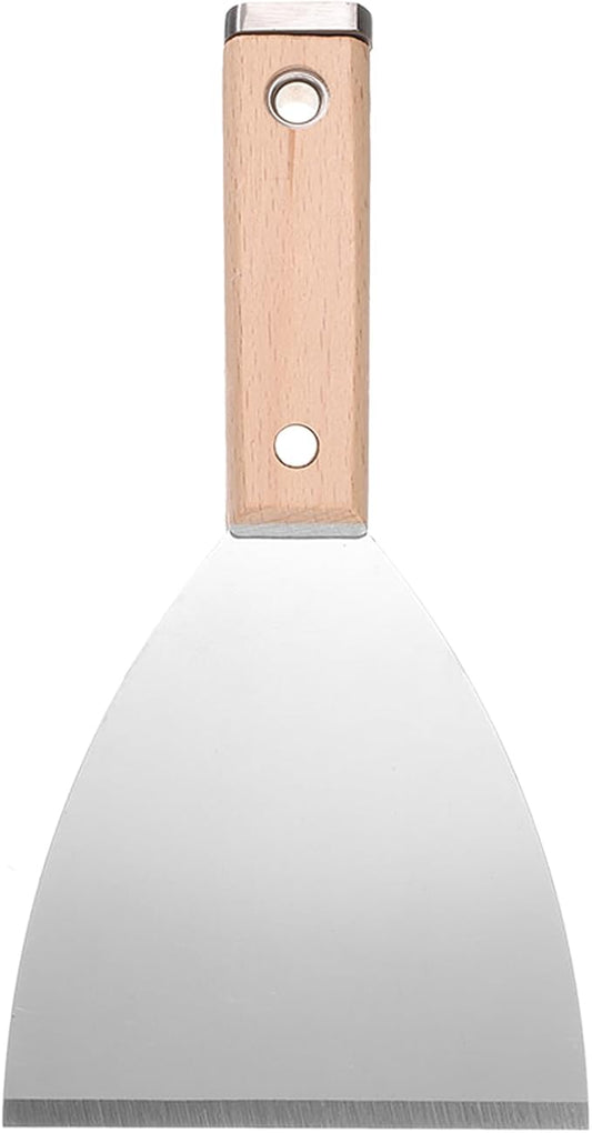 uxcell Putty Knife 4" Stainless Steel Paint Scraper Flexible Drywall Repair Mud Knife Wood Shank for Removing Cement Wallpaper Mud Adhesive Taping with Metal Hammer End