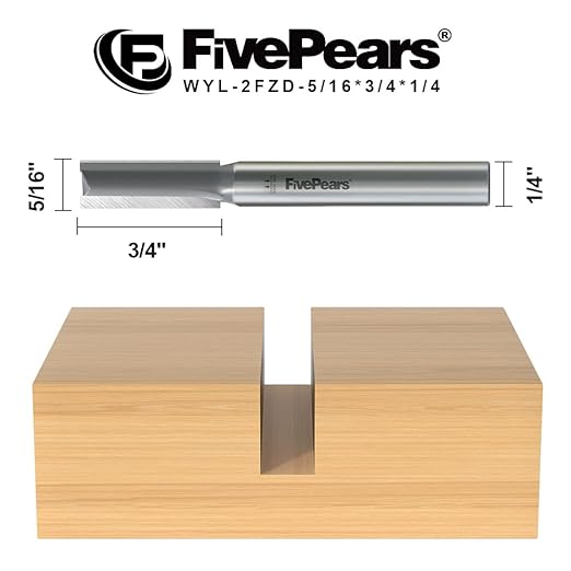 FivePears Straight Router Bits 1/4 Inch Shank Double Flute, 5/16 Inch Cutting Diameter, 3/4 Inch Cutting Length, Used for Create Groove, Dado or Hollow