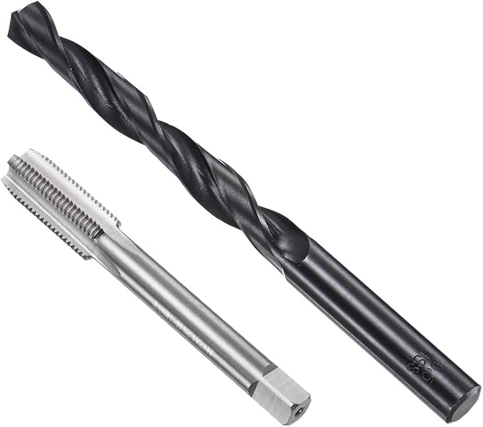uxcell Metric Tap and Drill Bit Set, M12 x 1.25 Thread Tap & 10.8mm Black Oxide Twist Drill Bit, Straight Flute Tap Tapping Threading Repair Tool Kit