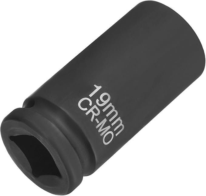 HARFINGTON 4 Point Square Socket 3/4" Drive 19mm Metric Square Impact Socket CR-MO Blackening Standard Wheel Sleeve Pneumatic Sleeve Tool for Auto Repair Mechanical Maintenance Home Use