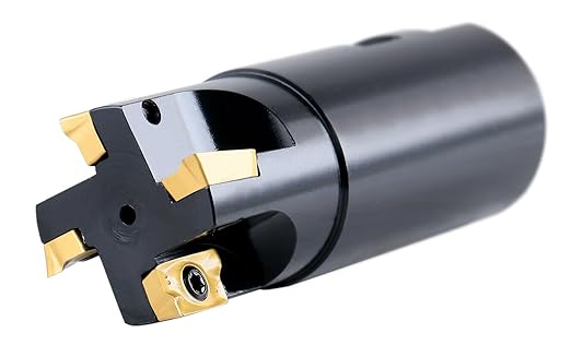 Accusize Industrial Tools 1-1/2" 90째 Square Shoulder Indexable End Mill, 1-1/2" Shank, 4-1/4" OAL, 0.551" ap, 4 Flutes, APKT1604, Carbide Insert, 0056-0924
