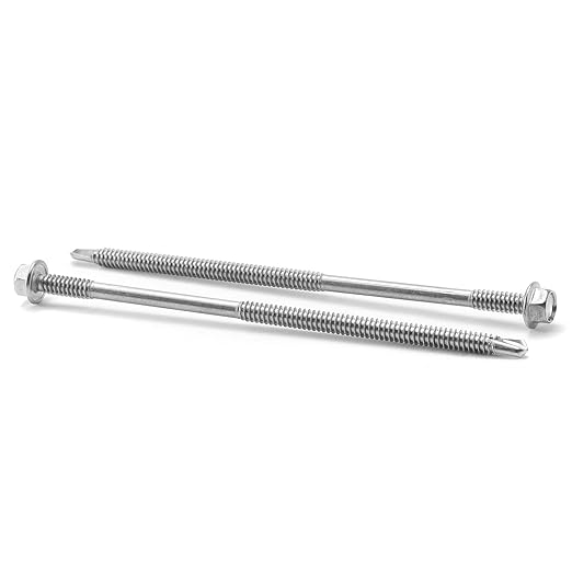 #12 x 5 Sheet Metal Screws 100PCS 410 Stainless Steel Hex Washer Head Fast Self Tapping Screws by SG TZH
