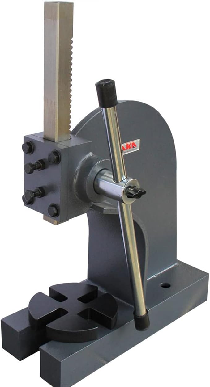 KAKA INDUSTRIAL Arbor Press, 2-Ton Capacity Manual Arbor Press, 7-Inch Height with 4-Position Plate, Portable Hand Press for Bearing Installation, Metal Bending, and Workshop AP-2