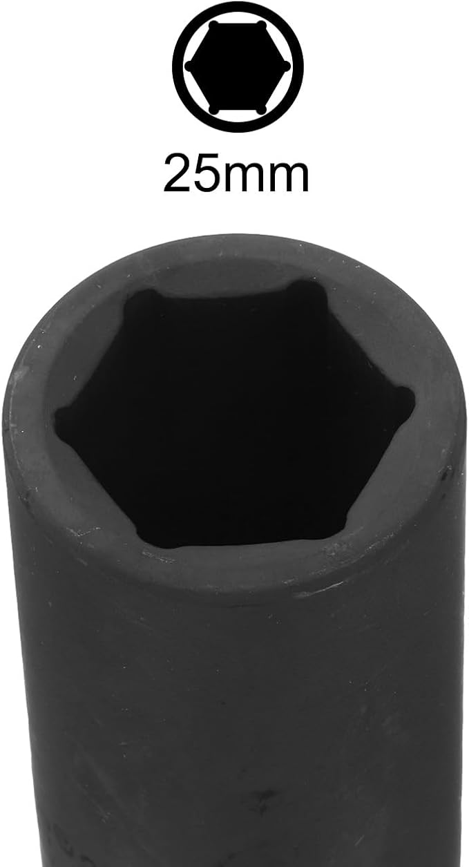 uxcell 3/4-Inch Drive 25mm 6-Point Deep Impact Socket, CR-MO Steel 78mm Length, Metric Sizes