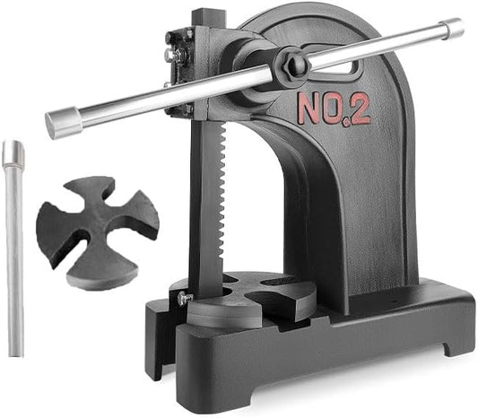 2 Ton Arbor Press with 3 Extra Drifts, Manual Arbor Press Reversible Ram, Heavy-duty Manual Desktop Arbor Press with Removable Steel Anvil 17.32" Height for Metal Cutting/Deforming (2T Black)