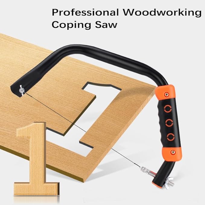 15Inch Coping Saw for Woodworking - with 20Pcs 360° Spiral Blades for Wood, Plastic,Rubber,Crafts,Soft Metal,Soft Basswood Blocks Cutting | Essential Hand Saw for DIY Enthusiasts & Outdoor Use