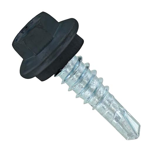 Fasteners Plus ST Fastening Maxx SteelBinder Metal to Metal #14 X 7/8" Black Stitch Screws with EPDM Rubber Washer, 250-Count - Designed for Roofing and Siding Panels