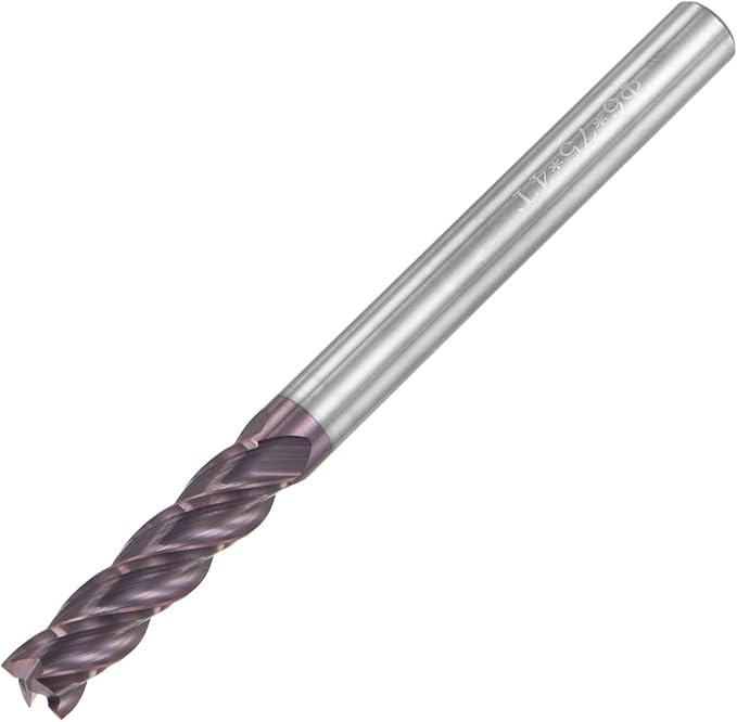 uxcell Square Nose End Mill, 6mm Tip Dia Solid Carbide AlTiN Coated CNC Router Bits 4 Flute Spiral Milling Cutter HRC55 with 6mm Shank 75mm (3-inch) Length