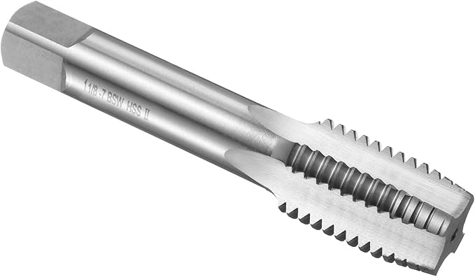 uxcell Hand Plug Tap 1-1/8"-7 BSW 2B Thread Plug Style Taps Straight Flute Screw Tapping Threading Tool High Speed Steel HSS6542