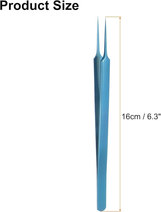 HARFINGTON Stainless Steel Precision Tweezers 6.3 Inch Long Handle Pointed Tip Tweezers Multi Purpose for Craft Industrial Work Laboratory Use, Blue