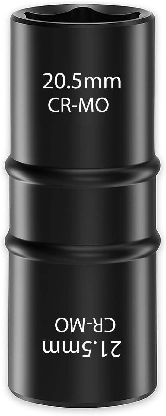 XEWEA 1/2 Inch Drive 20.5mm x 21.5mm Thin Wall Impact Flip Socket, Lug Nut Impact Socket Set Double Ended Thin Wall Nut Sockets CR-MO Twist Removal Tool for Stripped Rusted Bolts