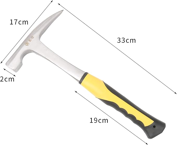 All Steel Geological Hammer, 31 Oz Big Pointed Tip Hammer with PU Non-slip Shock-absorbing Handle for Geological Exploration,Rock Hounding, Prospecting, Mining (Large)