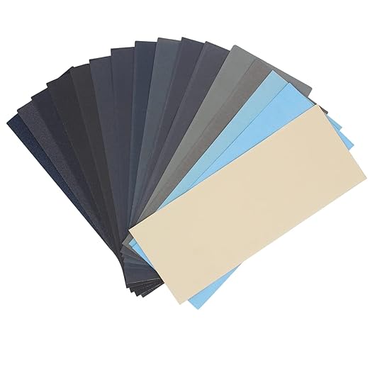 51 Pcs Ultra Fine Wet Dry Sandpaper 120 to 3000,5000,7000,8000,10000 Assorted Grit Sanding Paper for Wood Furniture Finishing, Metal Sanding and Automotive Polishing, 9 x 3.6 Inches