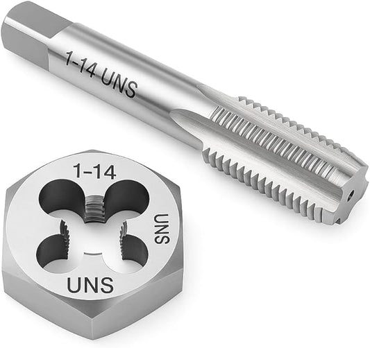Yamesh 1"-14 Thread Tap and Die Set HSS Tap with GCr15 Alloy Steel Hex Die Right Hand Thread Repair Tool for Metalworking and Machinery