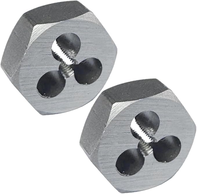 M2 x 0.4 Hex Die 2 Pcs Right Hand Thread Repair Tool Alloy Steel Hexagonal Die for External Thread Cutting and Screw Thread Restoring in Metalworking and Machinery