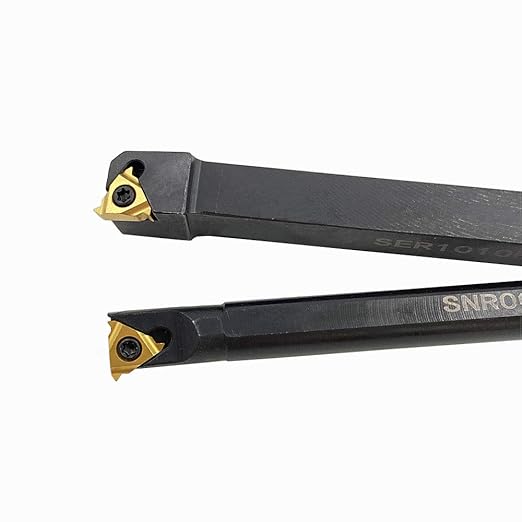 GBJ Lathe Threading Tool External + Internal Threading Holder SER 1010H11+ SNR 0010K11 Threading Holder with 11ER AG60 11IR AG60 Threading Inserts (SER1010H11+SNR0010K11+11ER A60+11IR A60 (Gold))