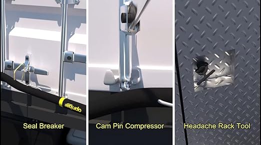 Opnbar Safety Tool (4 Pack) - 3 Trucker Tools in 1: Leverage Bar, Tire Thumper and 5th Wheel Hitch Release, Steel - Made in USA, Flat Black, Yellow