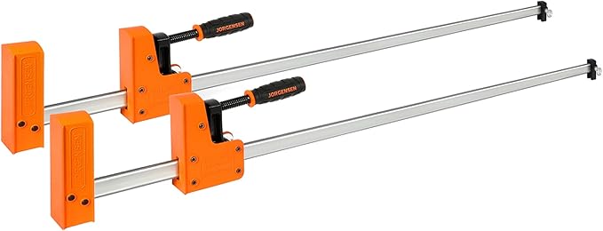 JORGENSEN 48-inch Bar Clamps, 90째Cabinet Master Parallel Jaw Bar Clamp Set, 2-pack