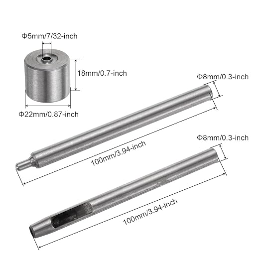 uxcell Eyelet Hole Punch Die Tool, 5mm Grommet Setter Hollow Punch for Leather Craft Clothing Handbag Fabric Curtain Setter