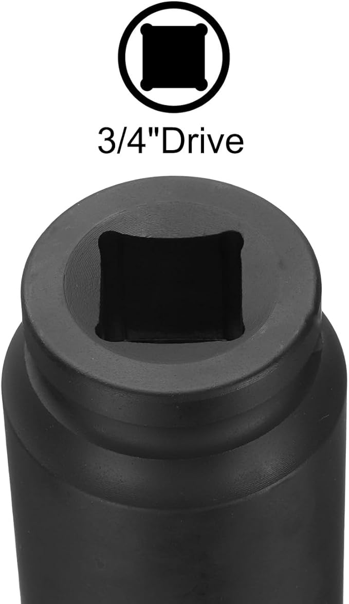 uxcell 3/4-Inch Drive 33mm 6-Point Deep Impact Socket, CR-MO Steel 78mm Length, Metric Sizes