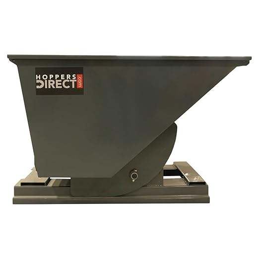 Heavy Duty Self-Dumping Hopper, 1 cu yd, 6000 lb Capacity, 61"x48"x39" Overall, Gray