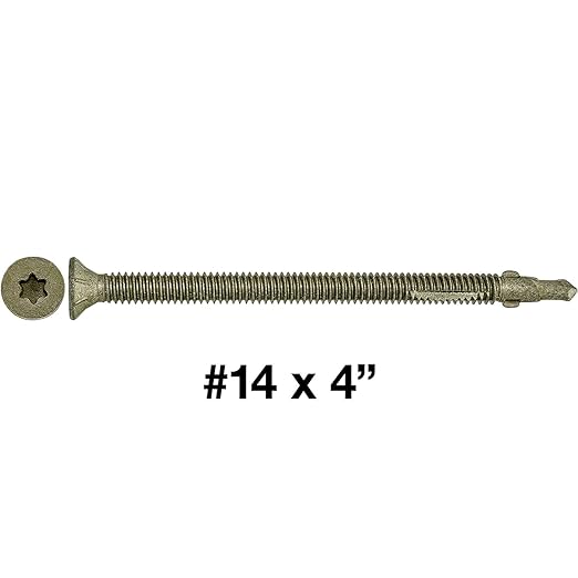 Jake Sales #14x4 Reamer Tek Torx/Star Head Self-Drilling Wood to Metal Screws - for Flatbeds, Trailers, or Where Fastening Wood to Steel - T-30 Torx Screw Head (Full Box - 1000 Screw Count)