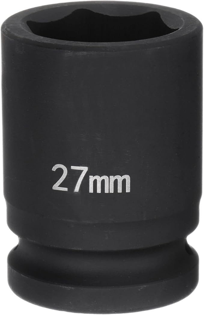 HARFINGTON 6-Point Impact Socket 3/4" Drive 27mm Metric 40Cr Alloy Steel Spindle Axle Nut Impact Socket