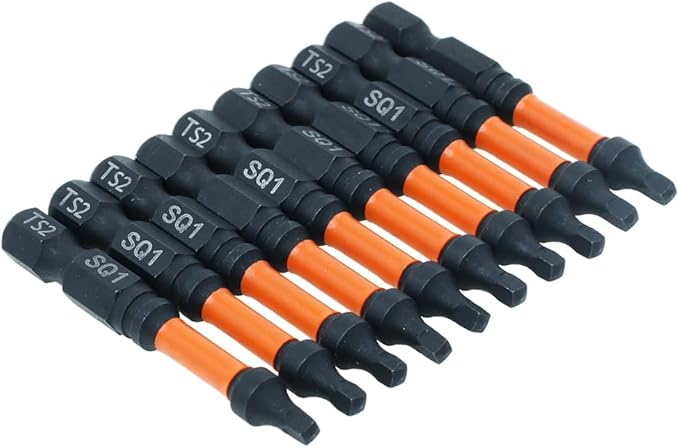 AUTOTOOLHOME 10 Pack #1 Square Driver Bit 2 inch Long Square Impact Drill Bit for Pocket Hole Jig System SQ1 Bits