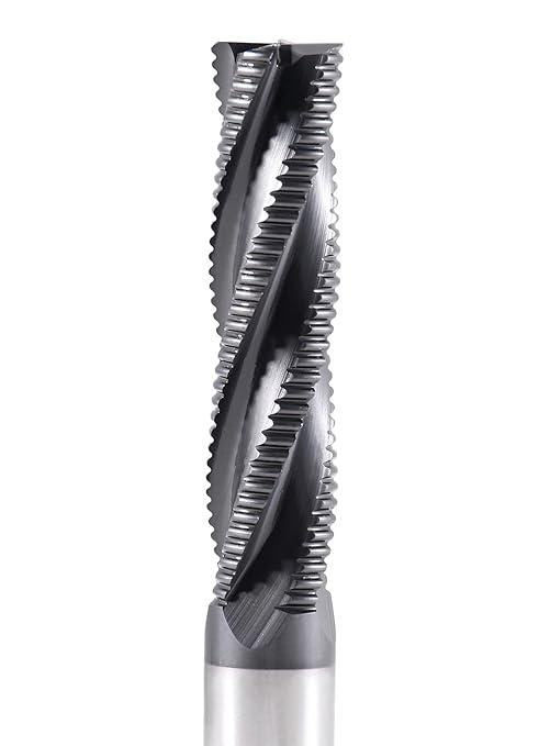 Accusize Industrial Tools 1/2'' Dia, M42 8% Cobalt Tialn Roughing End Mill, 1/2'' Shk Dia, 2'' Flt Length, 4'' Oal, 4 Flute, Coarse Tooth, 1102-0120