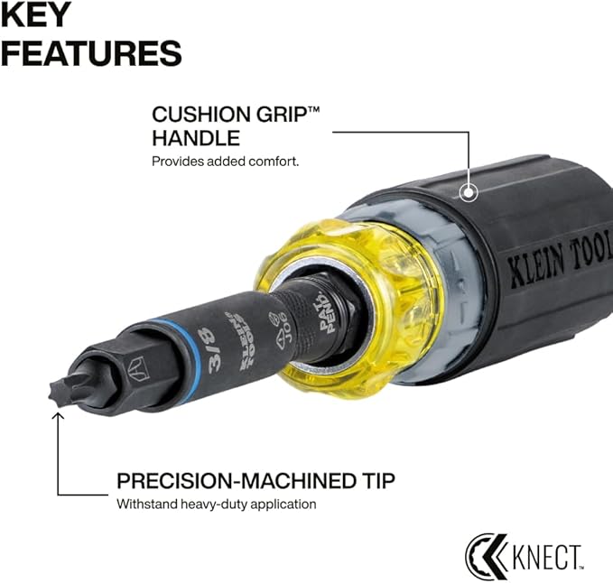 Klein Tools 80191 KNECT (S) Impact-Rated Multi-Bit Screwdriver Set, 11-in-1 and 7-in-1 Ratcheting Drivers with Phillips, Slotted, Square, Torx Tips, Nut Drivers, Stubby Driver