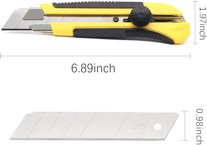 24 Pack Utility Knife, Retractable Box Cutter for Cartons, Cardboard and Boxes, 25mm Wider Razor Sharp Blade, Smooth Mechanism, Perfect for Office and Home use