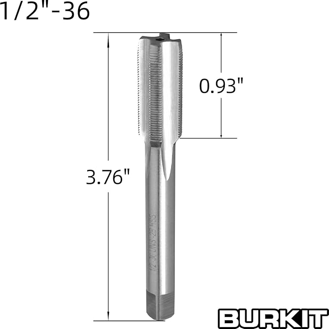 Burkit 1/2"-36 UNS Tap and Die Set Right Hand, 1/2 x 36 UNS Machine Thread Tap and Round Die