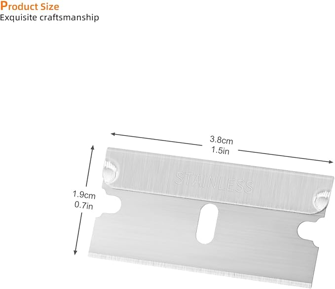 EHDIS 100pcs Razor Blades - Stainless Steel Straight Edge Razor Scraper Blades for Paint Scraper, Box Cutter, Industrial Use