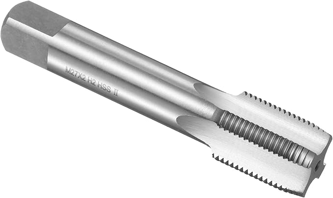uxcell Hand Plug Tap M27 x 2 H2 Metric Thread Plug Style Taps Straight Flute Screw Tapping Threading Tool High Speed Steel HSS6542