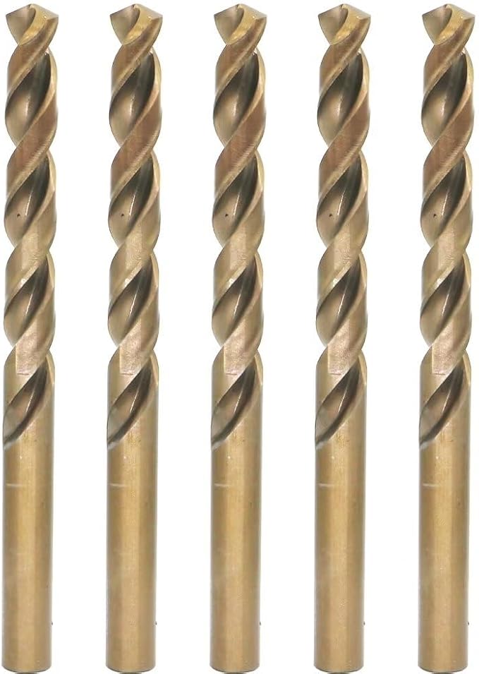 Metric Cobalt Drill Bits 10.5mm 5PCS, M35 high Speed Steel, high Hardness Straight Shank Drill, Mechanical or Hand Drill for Drilling, Suitable for Stainless Steel, Iron, Copper and Aluminum.