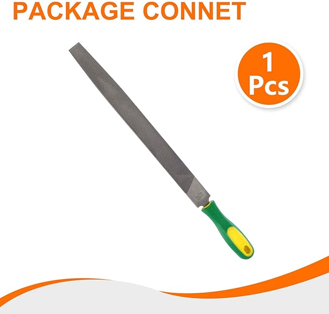 HARFINGTON Tip Medium Cut File 12" Double Cut Teeth High Carbon Steel Hand Rasp File with Plastic Handle for Metal Wood Deburring Removing