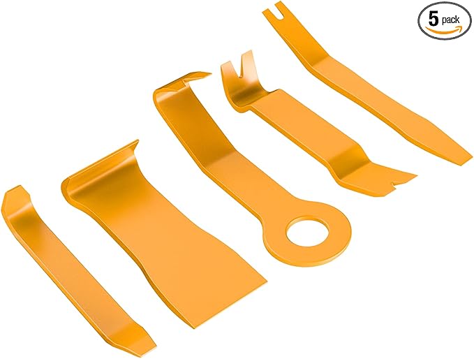 GOOACC 5PCS Auto Trim Removal Tool Kit No-Scratch Tool Kit for Car Audio Dash Window Molding Fastener Remover Tool Kit-Yellow