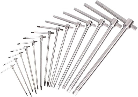 Beta 951/S14 Sliding T-Handle Hex Key Wrench Set | 14-Piece Metric Allen Wrenches (2mm to 14mm) | High Torque & Fast Spinning T-Handle Design | Calibrated Hex Ends | Made in Italy