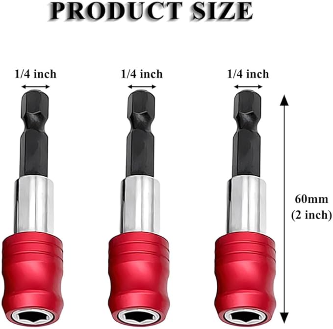 3Pcs Drill Bit Extension 1/4'' Hex Shank Magnetic Screwdriver Bit Holder 2 Inch Quick Release Drill Bit Extension Bar Socket Chuck Adapter for Screws, Driver, Drill