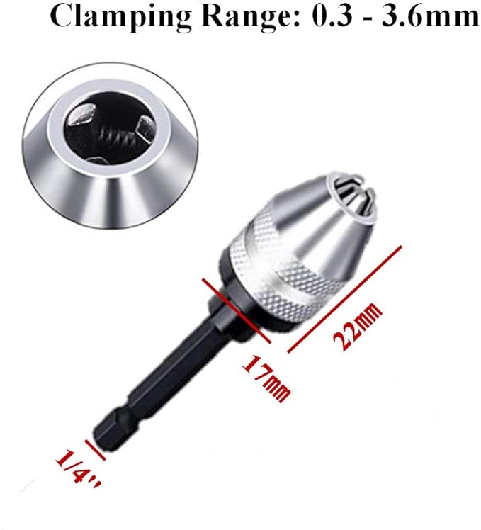 aiyun Drill Chuck Adapter - 2Pcs Drill Chuck for Impact Driver, Drill Bit Adapter Keyless Chuck 1/4 Hex Shank (0.6-8mm,0.3-3.6mm)