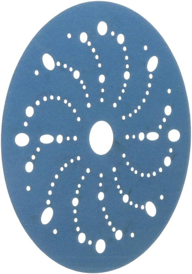 3M AMAPR Hookit 3M Blue Abrasive Discs 36180, Multi-Hole, Featheredging, Primer Sanding, Paint Preparation, 6 in, 320 Grade, 50 Discs/Carton