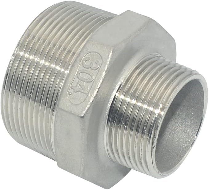2" Male NPT to 1-1/4" Female NPT Female Reducing/Reducer Bushing Pipe Fitting,Adapter,Stainless Steel SS 304 Hex Bushing