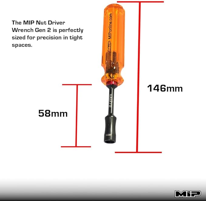 MIP 9805 8.0mm Metric Hex Nut Driver RC Tool ??Precision Grip Hex Screwdriver with Deep Socket for RC Car Repair, Made 100% in USA