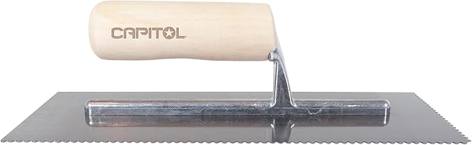 Capitol 115111 Professional Flooring Adhesive Trowel-1/8??x 1/8" x 1/16" Flat-Top V-Notch, Silver/Light Wood