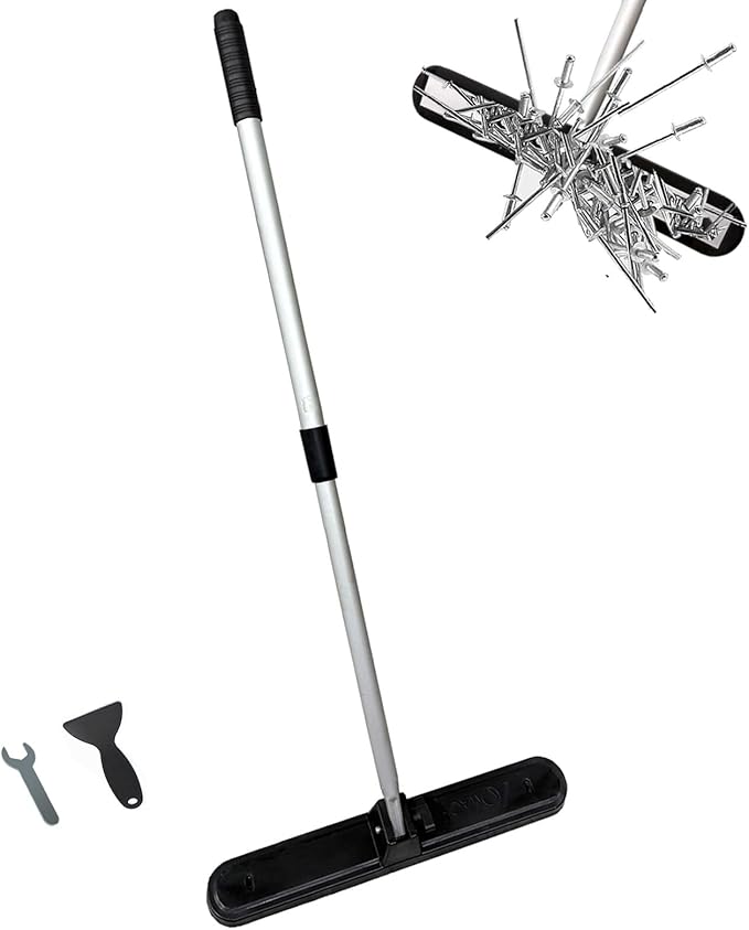 57 LB Strong Magnetic Nais Sweeper Telescoping Magnet Pickup Tool from 27" to 44",Heavy Duty Magnetic Nail Sweeper for Picking Nails, Screws, Metal Tools