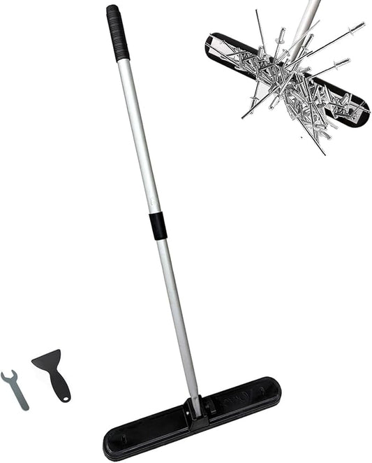 57 LB Strong Magnetic Nais Sweeper Telescoping Magnet Pickup Tool from 27" to 44",Heavy Duty Magnetic Nail Sweeper for Picking Nails, Screws, Metal Tools
