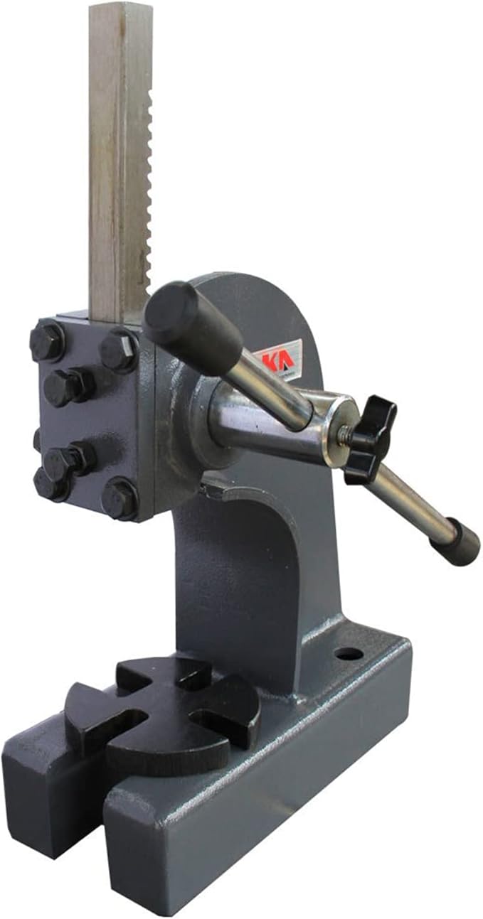 KAKA INDUSTRIAL Arbor Press, 1-Ton Capacity Manual Arbor Press, Heavy-Duty Steel Body, 4-Inch Height, Portable Hand Press for Bearing, Riveting, and Metalworking AP-1