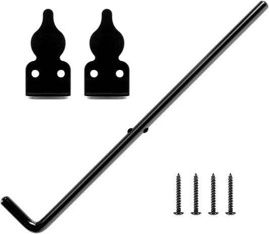 1 Pack 18" Cane Bolt Iron Gate Drop Rod Fence Gate Stopper Cane Latch for Wood PVC Vinyl Metal Gate Lock Pole Exterior Interior Outdoor Heavy Duty Farm Barn Bar Door Hardware, Ground Latch Anchor