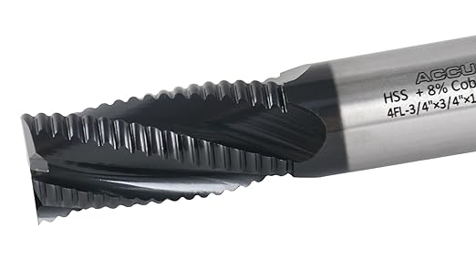 Accusize Industrial Tools 6-Pc 3/4" Dia, M42 8% Cobalt TiAlN Roughing End Mill Set, 3/4" Shk Dia, 1-5/8" Flt Length, 3-3/4" Oal, 4 Flute, Coarse Tooth, 1102-0034x6