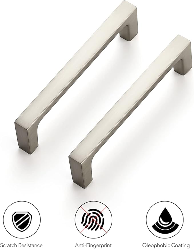 Ravinte 30 Pack Solid 3-3/4 Inch Kitchen Square Cabinet Handles Brushed Nickel Pulls Drawer Pulls Cabinet Hardware Kitchen Handles